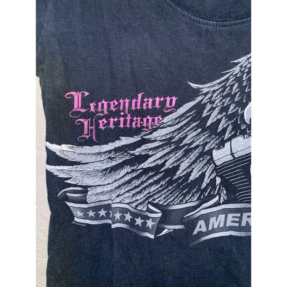 Womens Sangers Cycles Shirt Legendary Heritage American Black Top Tee 2010 M - Picture 2 of 10